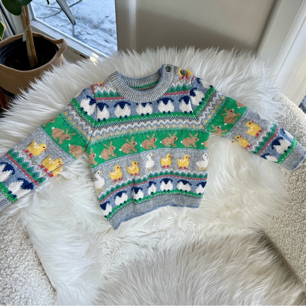 Mini Boden Baby Spring Fair Isle Knit Sweater, sz 12-18 mo